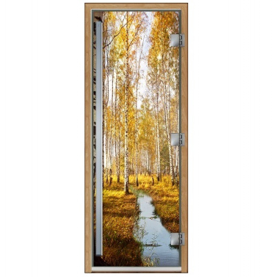 Дверь для бани и сауны Престиж с фотопечатью А082