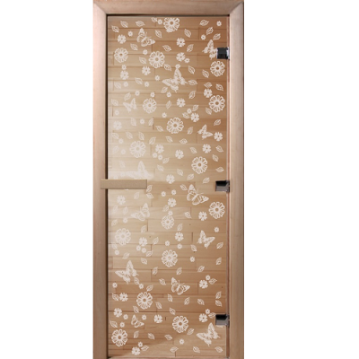 Дверь Doorwood Цветы и бабочки прозрачное